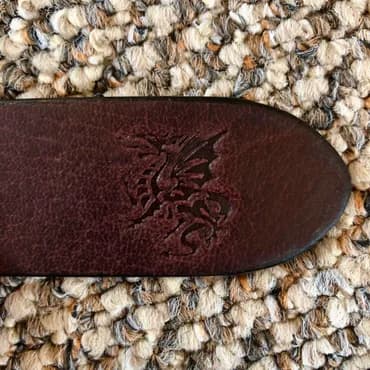 Intricate stamp on leather belt