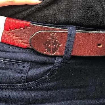 Intricate stamp on leather belt