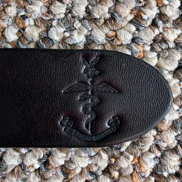 Intricate stamp on leather belt
