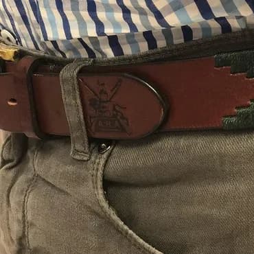 Intricate stamp on leather belt
