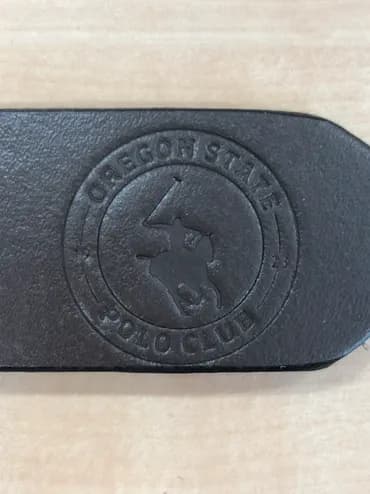 Intricate stamp on leather belt