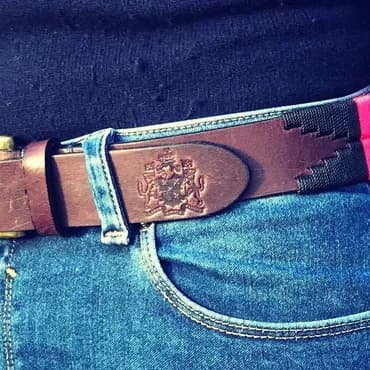 Intricate stamp on leather belt