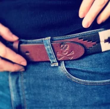 Intricate stamp on leather belt